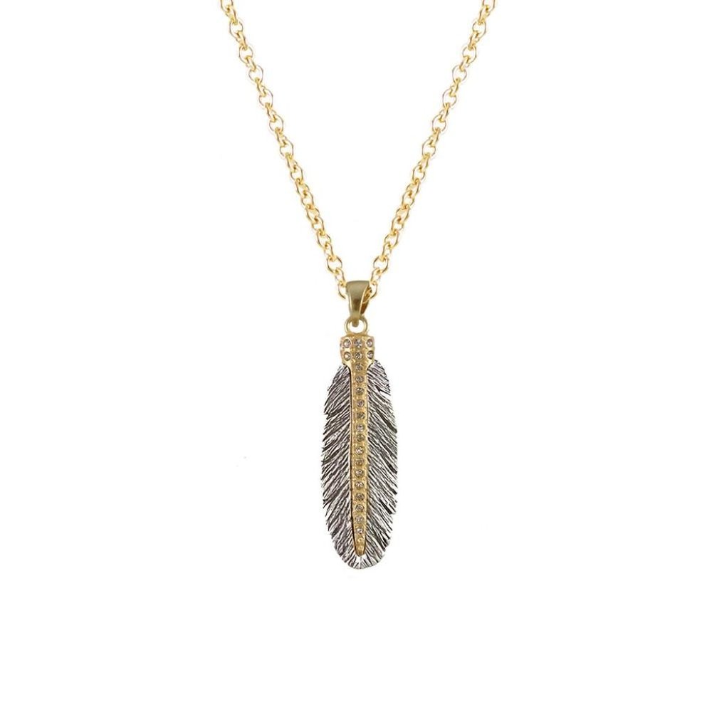 TAT2 Vintage Silver Casbah Mini Feather Necklace